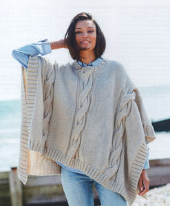 UKHKA 253 Chunky Knitting Pattern - Ladies Chunky Roll Neck & Round Poncho