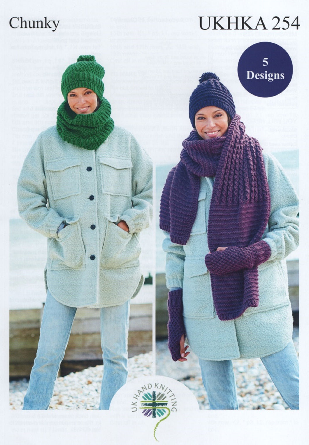 UKHKA 254 Chunky Knitting Pattern - Ladies Winter Accessories