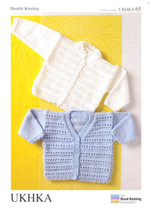 Baby Double Knitting Pattern - UKHKA 65 Cardigans