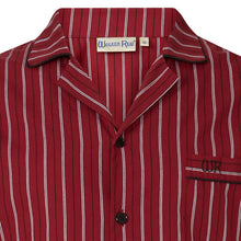 Load image into Gallery viewer, https://images.esellerpro.com/2278/I/145/775/WR8801-walker-reid-mens-woven-stripe-striped-pyjamas-pjs-set-red-close-up-1.jpg