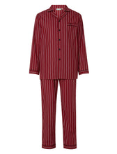 Load image into Gallery viewer, https://images.esellerpro.com/2278/I/145/775/WR8801-walker-reid-mens-woven-stripe-striped-pyjamas-pjs-set-red.jpg
