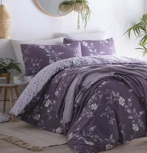 Purple Floral Reversible Single Duvet Set