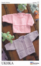 Load image into Gallery viewer, Double Knitting Pattern - UKHKA 77 Baby Cardigan &amp; Jumper