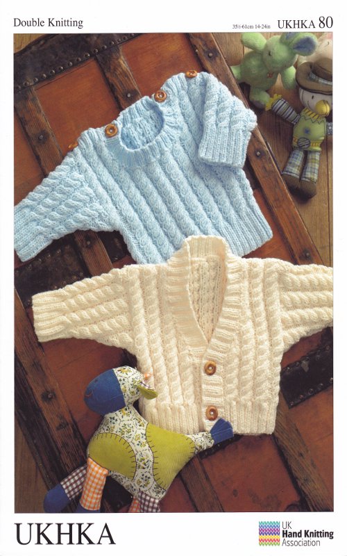 Double Knitting Pattern - UKHKA 80 Baby Cardigan & Jumper