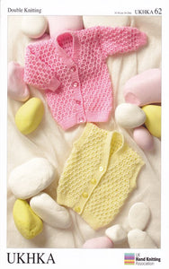 Double Knitting Pattern - UKHKA 62 Baby Cardigans & Waistcoat