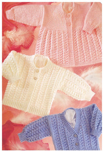 Double Knitting Pattern - UKHKA 2 Baby Cardigans & Matinee Coat