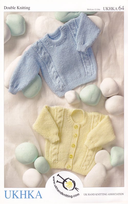 Double Knitting Pattern - UKHKA 64 Baby Cardigan & Jumper