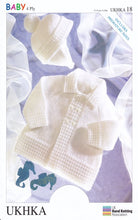 Load image into Gallery viewer, 4 Ply Knitting Pattern - UKHKA 18 Baby Matinee Coat &amp; Helmet