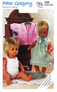 Peter Gregory Double Knitting Pattern - 7208 Dolls Outfits