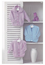 Load image into Gallery viewer, Double Knitting DK Pattern for Long Sleeved Baby Cardigans (UKHKA 106)