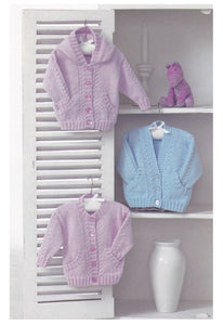 Double Knitting DK Pattern for Long Sleeved Baby Cardigans (UKHKA 106)