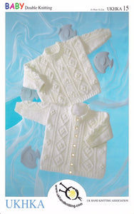 Double Knitting Pattern - UKHKA 15 Baby Cardigan & Sweater