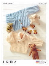 Load image into Gallery viewer, Baby Double Knitting Pattern - UKHKA 76 Sweater and Cardigan