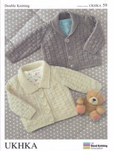 Load image into Gallery viewer, Baby Double Knitting Pattern - UKHKA 59 Collared Cardigans