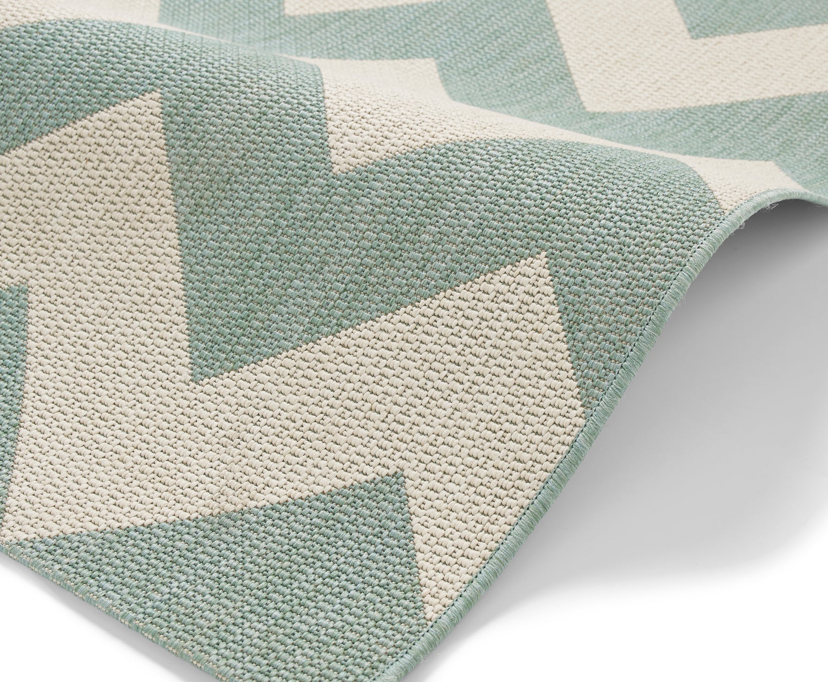 Cottage Flat Weave Polypropylene Durable Zig Zag Rug 120cm x 170cm Blue