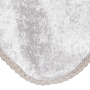 Crushed Velvet Round Chair Back with Crochet Trim (Cream)