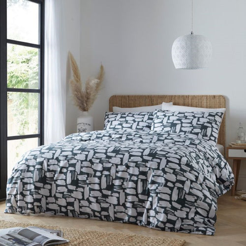 Navy & White Abstract Double Duvet Set