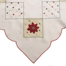 Load image into Gallery viewer, https://images.esellerpro.com/2278/I/123/202/floral-embroidered-table-topper-scalloped-edge-trim-091-205-close-up.jpg