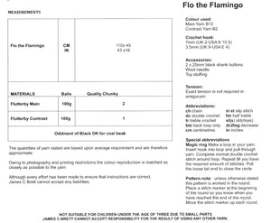 James Brett Chunky Crochet Pattern - Flo the Flamingo (JB404)