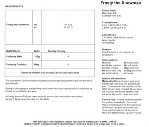 James Brett Chunky Crochet Pattern - Frosty the Snowman (JB406)