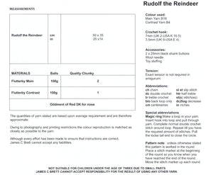 James Brett Chunky Crochet Pattern - Rudolf the Reindeer (JB405)