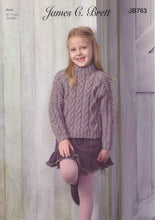 Load image into Gallery viewer, James Brett Aran Knitting Pattern - Children&#39;s Sweater (JB763)