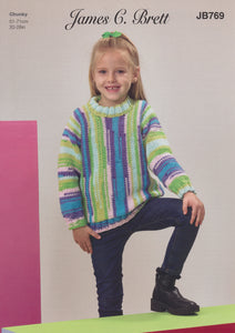James Brett Chunky Knitting Pattern - Children's Sweater (JB769)