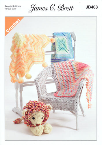 James Brett Double Knit Crochet Pattern - Baby Blankets (JB408)