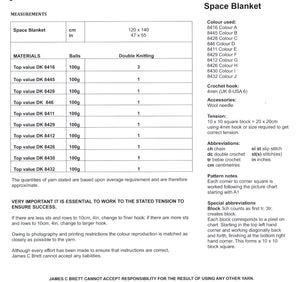 James Brett Double Knit Crochet Pattern - Space Blanket (JB412)