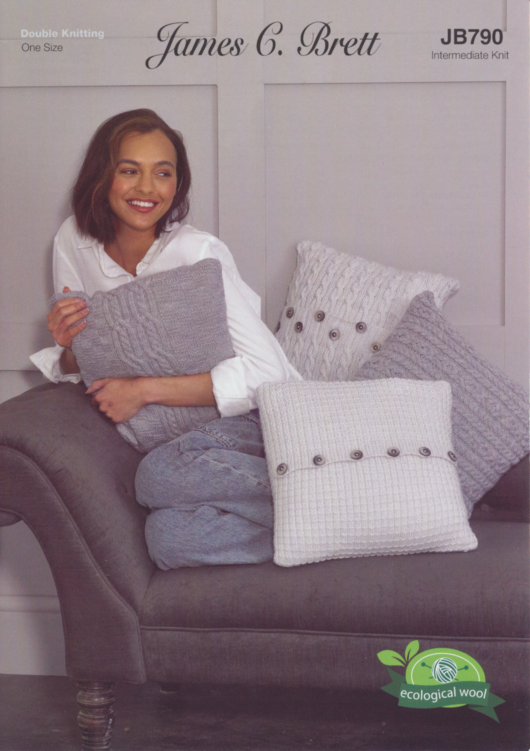 James Brett DK Knitting Pattern - Cushion Covers (JB790)