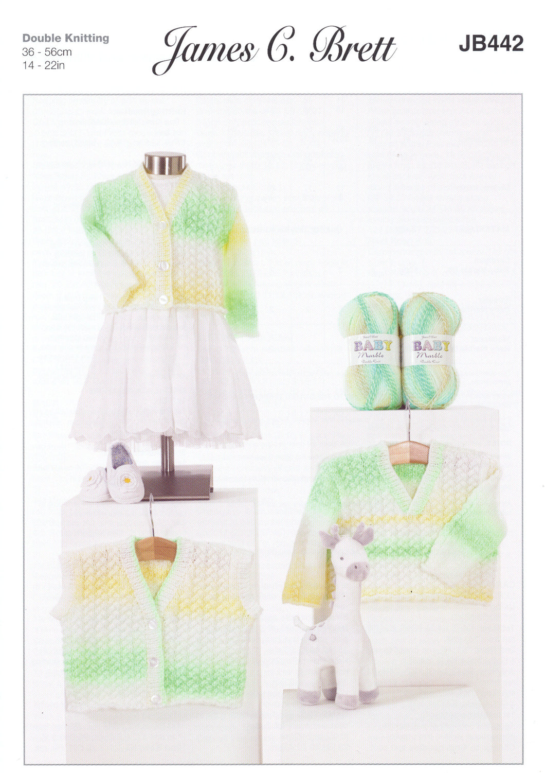 James Brett Double Knitting Pattern - Baby Cardigan Sweater & Waistcoat (JB442)