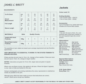 James C. Brett Knitting Pattern Kid's Woollen Jackets in Flutterby Chunky JB198