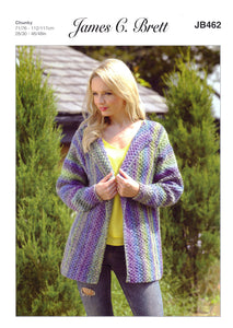 James Brett Chunky Knitting Pattern - JB462 Ladies Jacket