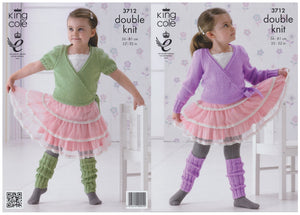 King Cole Childrens DK Knitting Pattern Girls Ballet Cardigans & Leg Warmers