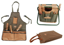 Load image into Gallery viewer, https://images.esellerpro.com/2278/I/146/369/khaki-green-brown-gardening-set-tool-stool-garden-apron-kneeling-pad.jpg