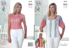 Load image into Gallery viewer, King Cole 4 Ply Crochet Pattern - Ladies Top &amp; Cardigan (4710)