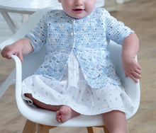 Load image into Gallery viewer, https://images.esellerpro.com/2278/I/142/455/king-cole-4ply-4-ply-crochet-pattern-baby-matinee-jackets-cardigans-shawl-5002-image2.jpg