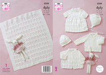 Load image into Gallery viewer, King Cole 4ply Knitting Pattern - Baby Coat Cardigan Dress Hat &amp; Blanket (5358)