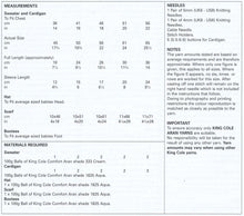 Load image into Gallery viewer, King Cole Aran Knitting Pattern - Sweater Cardigan Hat Scarf &amp; Booties (4646)