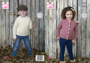 King Cole Aran Knitting Pattern - Childrens Sweater & Slipover (5347)