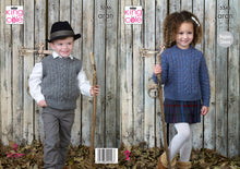 Load image into Gallery viewer, King Cole Aran Knitting Pattern - Childrens Sweater &amp; Slipover (5346)