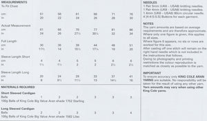 King Cole Aran Knitting Pattern - Girls Cardigans (4434)