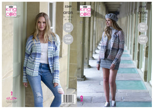 King Cole Aran Knitting Pattern - Ladies Jackets (5269)