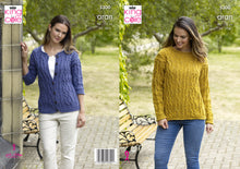 Load image into Gallery viewer, King Cole Aran Knitting Pattern - Ladies Cardigans (5300)