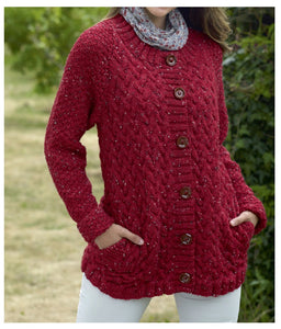 King Cole Aran Knitting Pattern - Ladies Sweater & Jacket (5298)