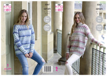 Load image into Gallery viewer, King Cole Aran Knitting Pattern - Ladies Sweaters (5267)