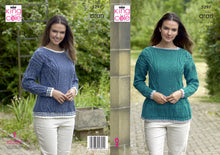 Load image into Gallery viewer, https://images.esellerpro.com/2278/I/170/470/king-cole-aran-knitting-pattern-ladies-sweaters-5297.jpg
