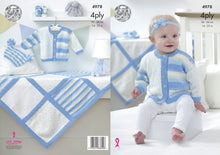 Load image into Gallery viewer, King Cole 4Ply Knitting Pattern - Baby Jacket Bootees Blanket &amp; Hat (4978)