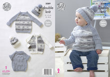 Load image into Gallery viewer, King Cole Double Knitting Pattern - Baby Cardigan Sweaters &amp; Hat (5089)