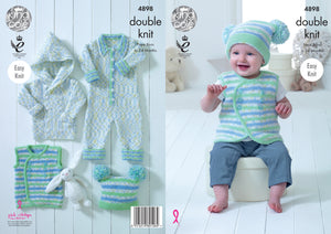 King Cole Double Knitting Pattern - Easy Knit Baby Set (4898)